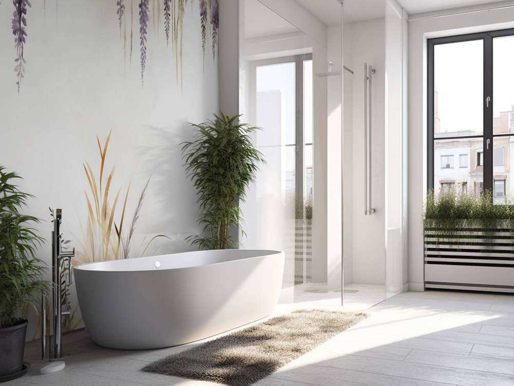 Wisteria i trawy polne niebieskie