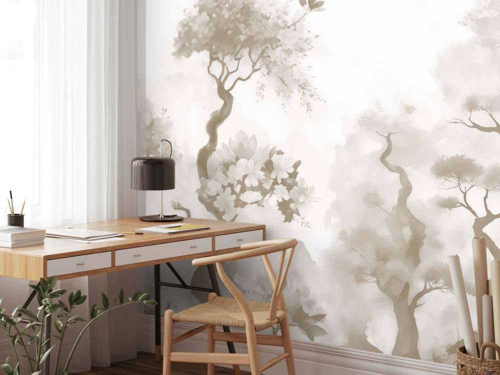 Kwitnące drzewa Szare