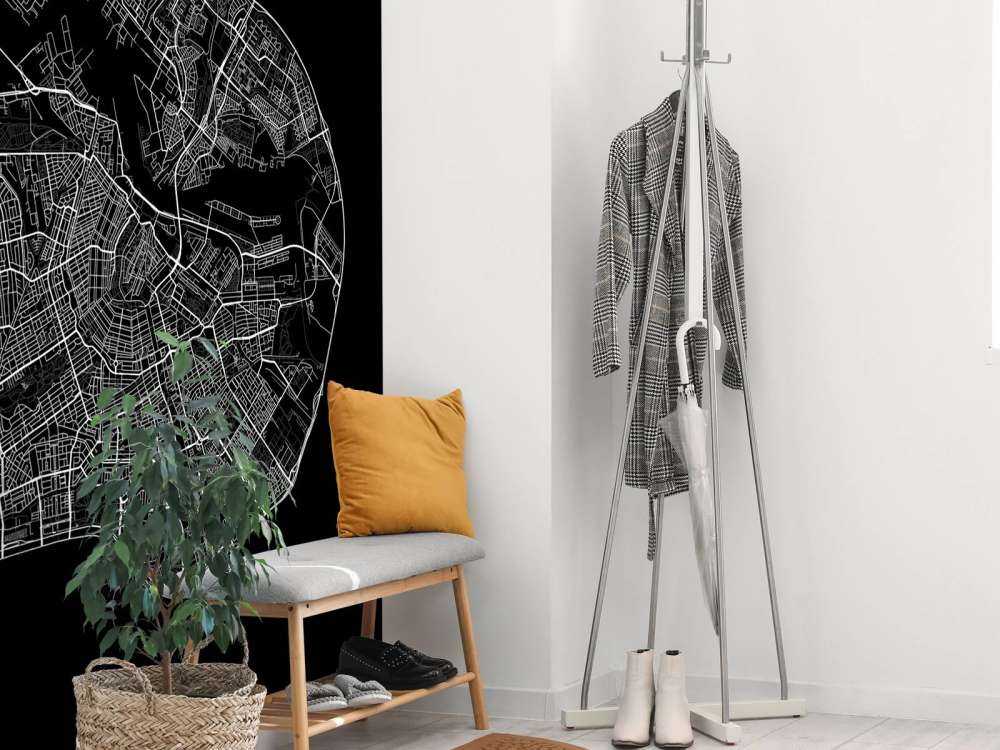 Mapa Amsterdamu, czarna