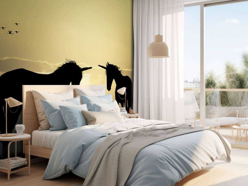 Jednorożce o zachodzie słońca