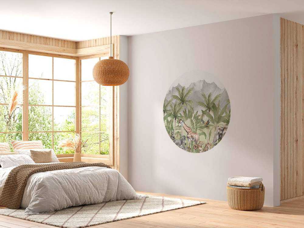 Krajobraz górski ze zwierzętami w kolorze