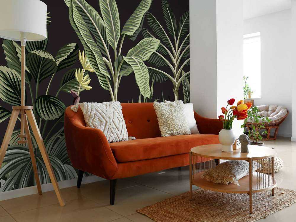 Tropikalna palma na ciemnym tle