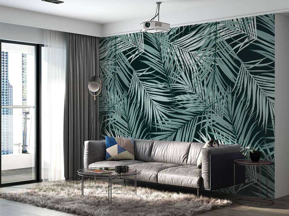 Tropikalne liście na czarnym tle