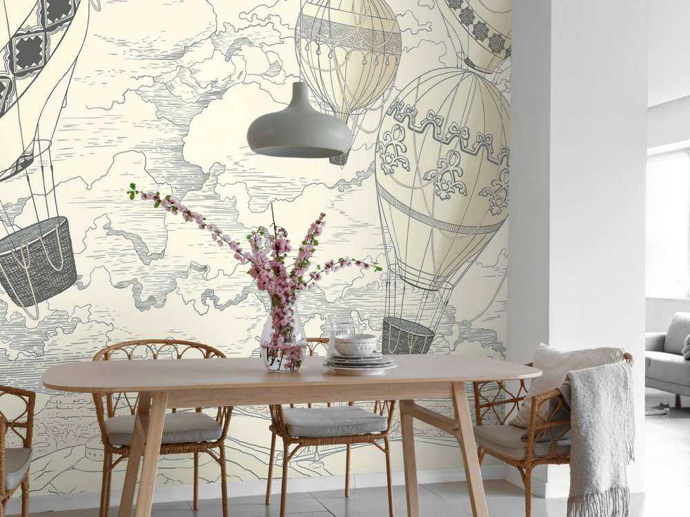 Białe nowoczesne balony na gorące powietrze