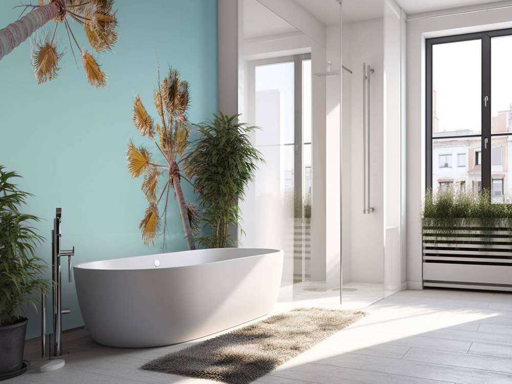 Palmy z niebieskim niebem