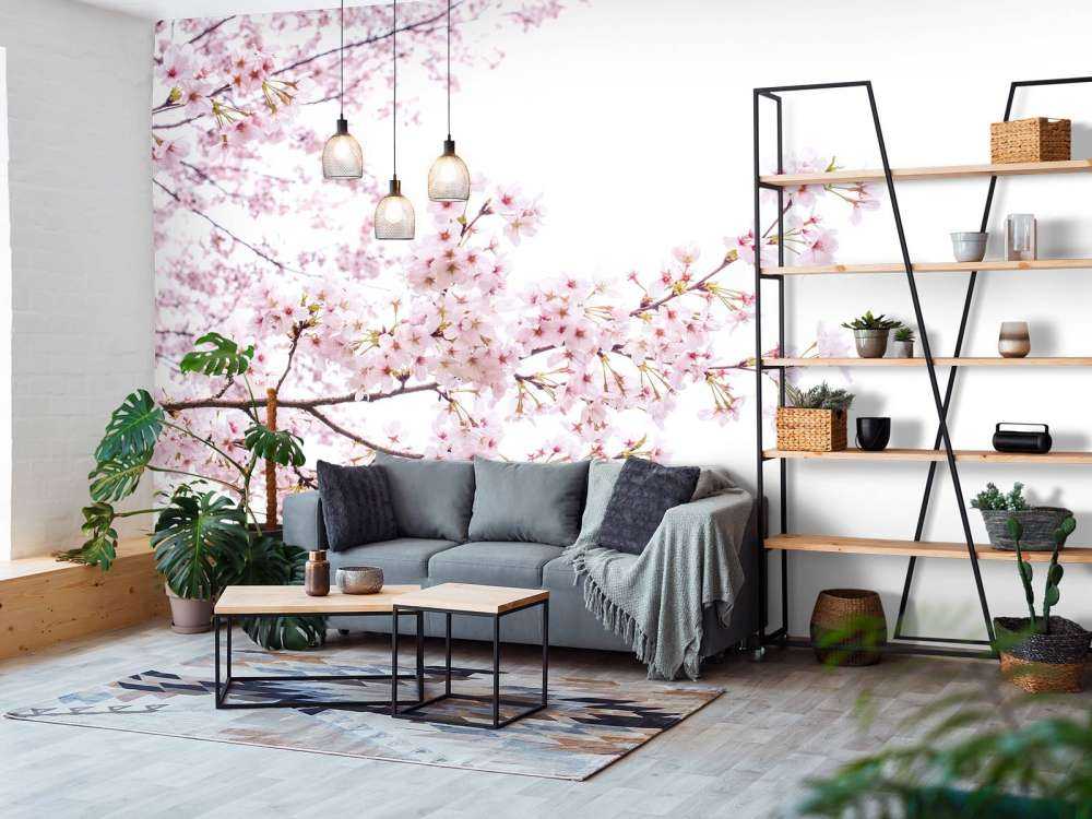 Gałęzie z różowymi kwiatami