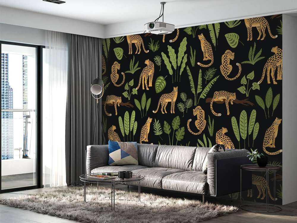 Wzór lamparta na czarnym tle