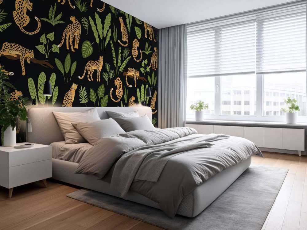 Wzór lamparta na czarnym tle