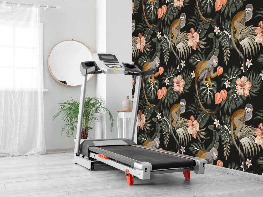 Liście tropikalne z małpami