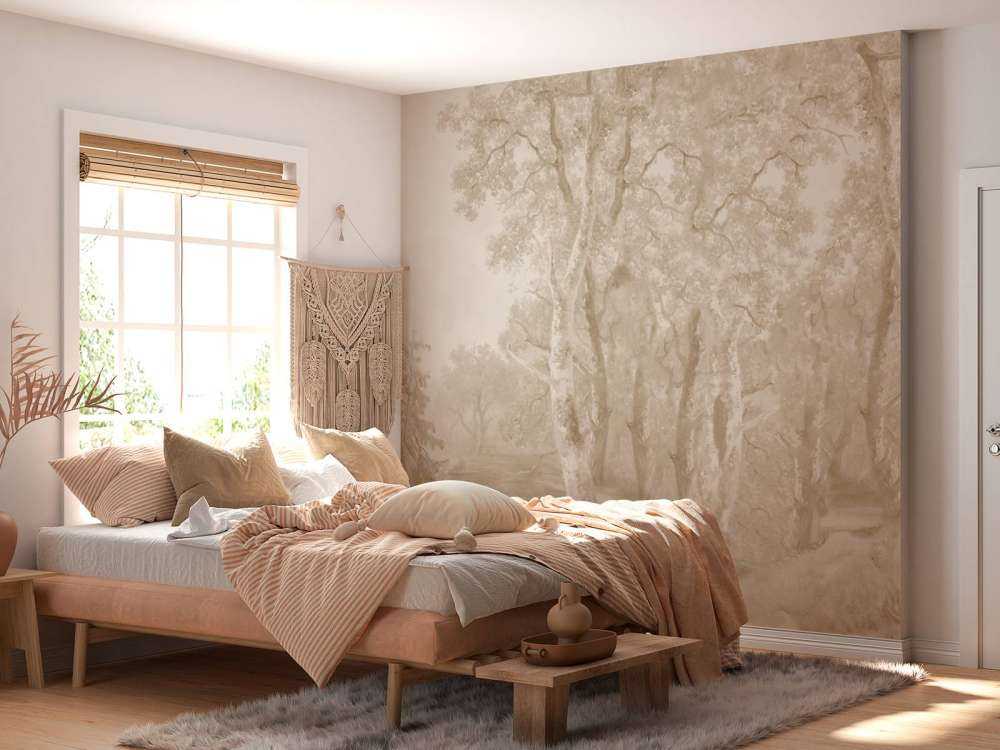 Krajobraz leśny beżowy panorama