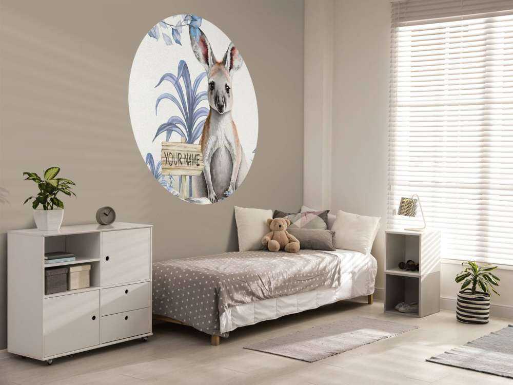 Dziecko kangur w dżungli niebieski