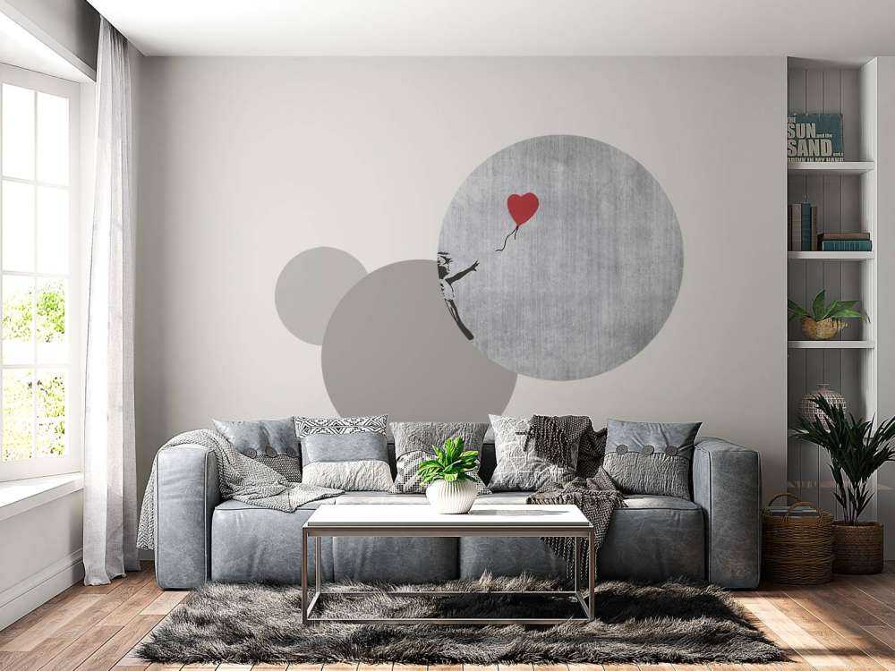 Banksy - Balloon girl, grey concrete