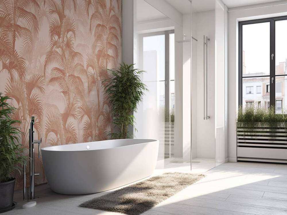 Tropikalne palmy w stylu vintage - terakota