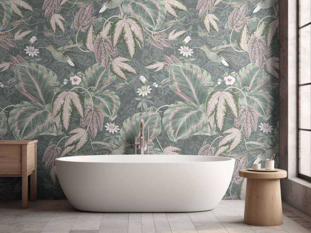 Tropikalne rajskie ptaki - zieleń vintage