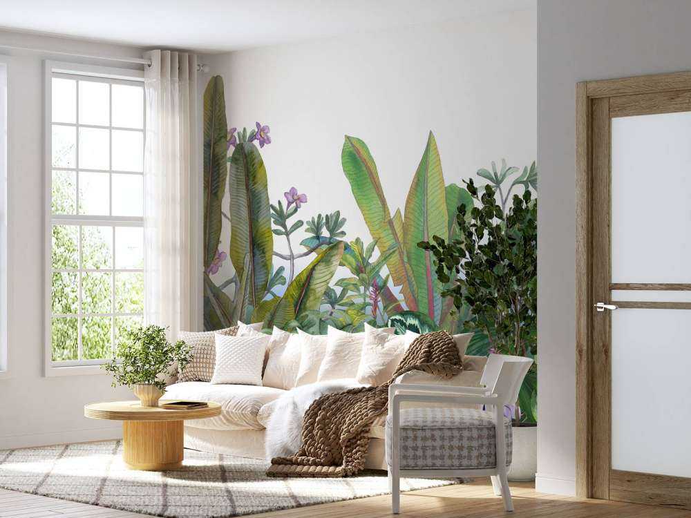 Akwarelowe liście i kwiaty