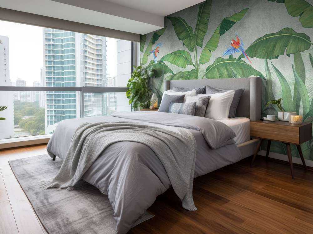 Tropikalne liście na betonie