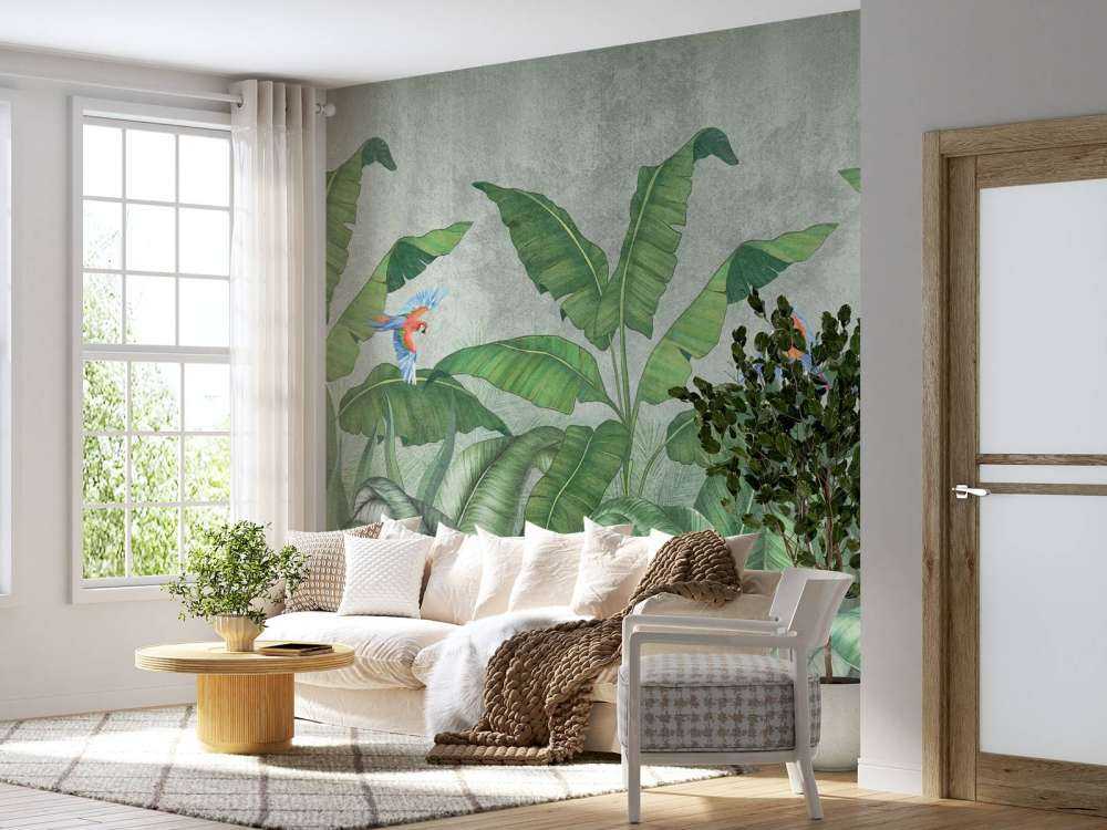 Tropikalne liście na betonie