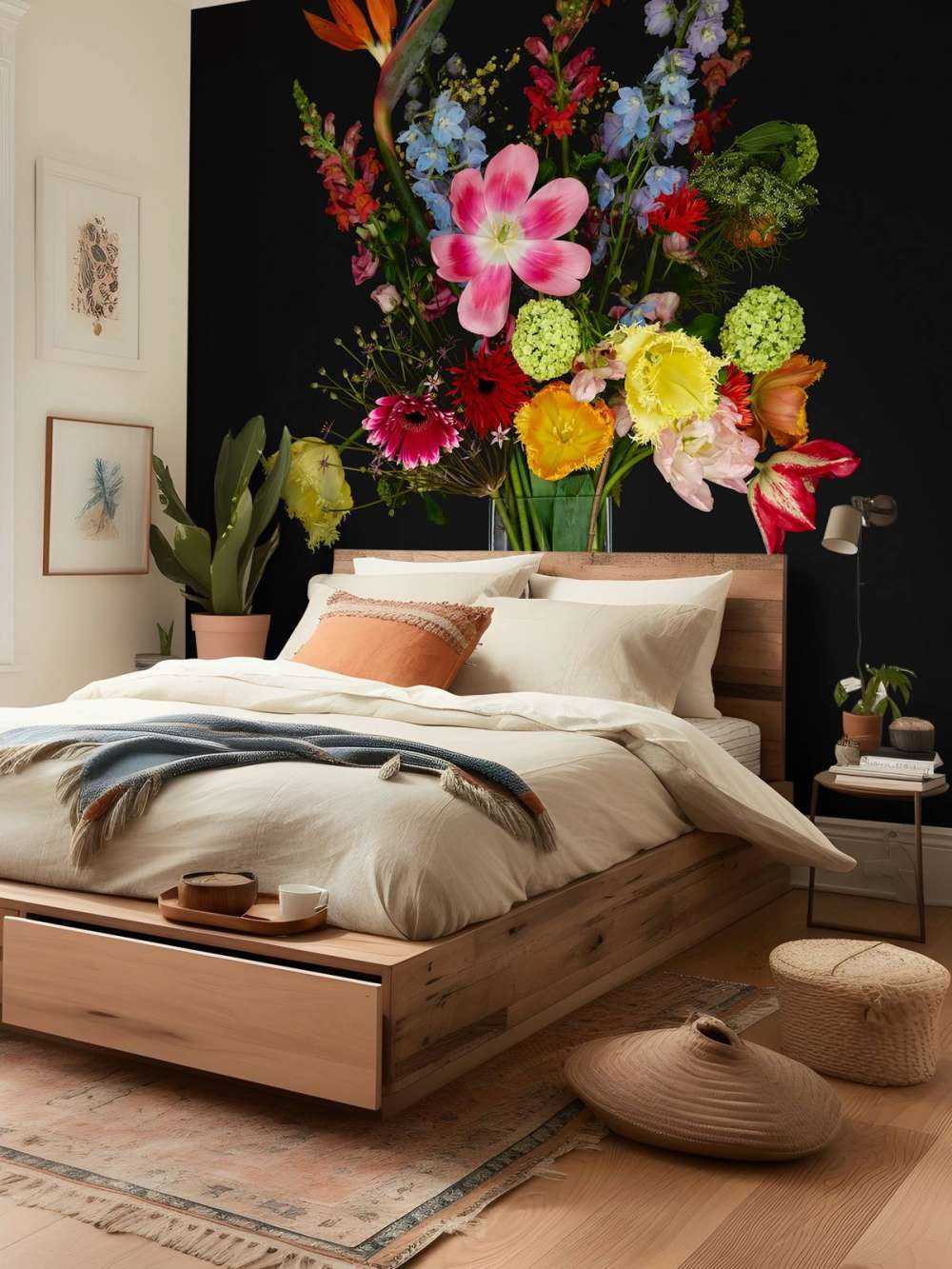 Bukiet kwiatów w szklanym wazonie