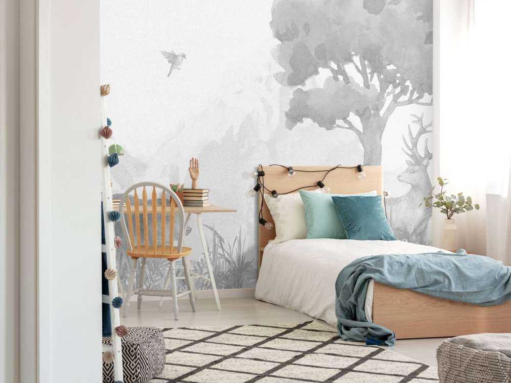 Zwierzęta leśne w czerni i bieli