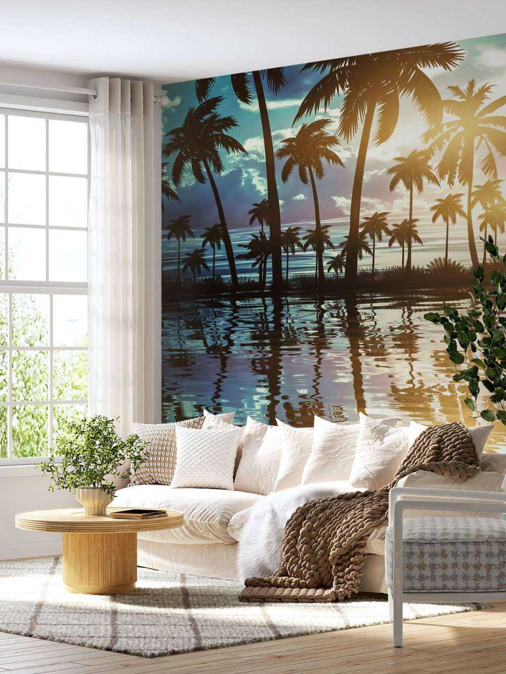 Nocny krajobraz z palmami