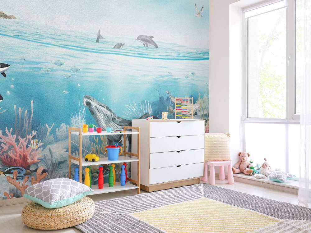 Krajobraz Oceaniczny ze Zwierzętami w Kolorze