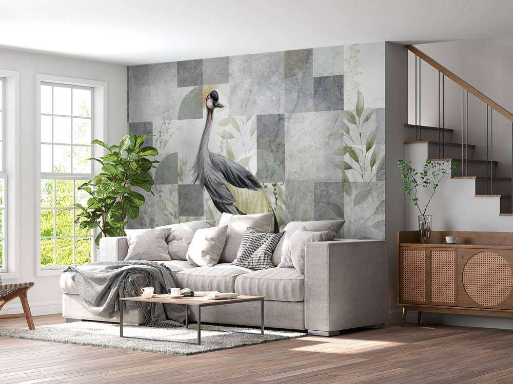 Żuraw wśród liści