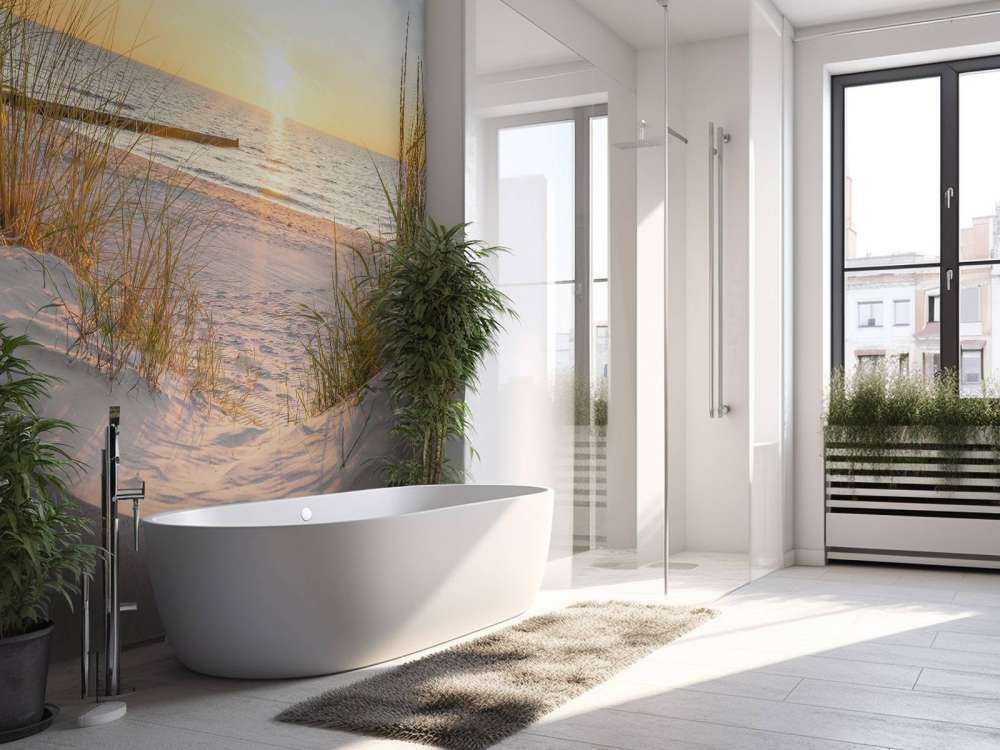 Plaża wydmowa przy zachodzie słońca