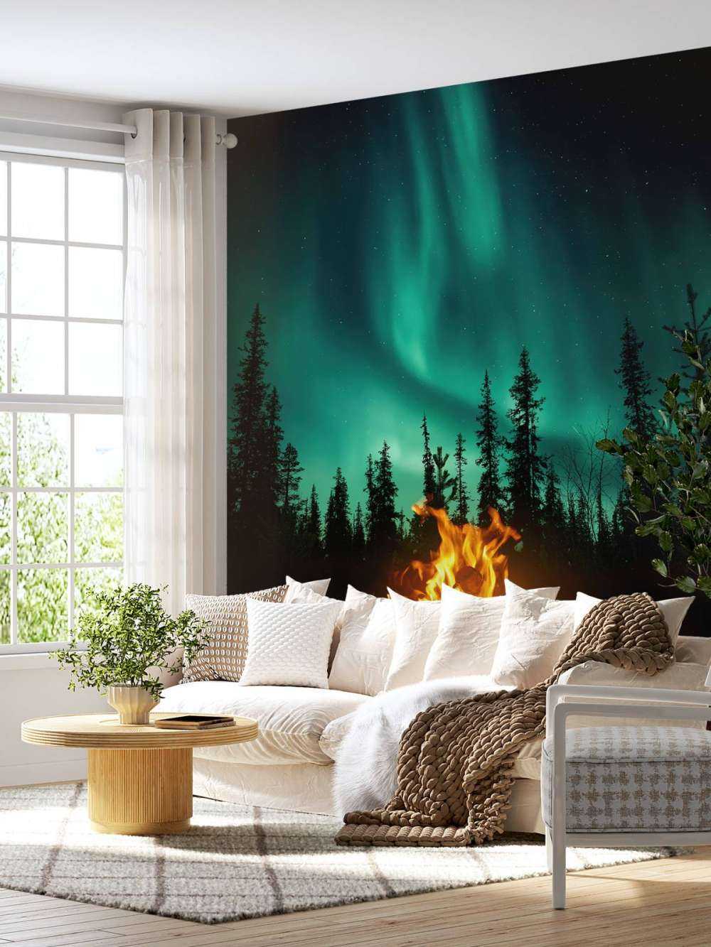 Ognisko pod północnymi światłami