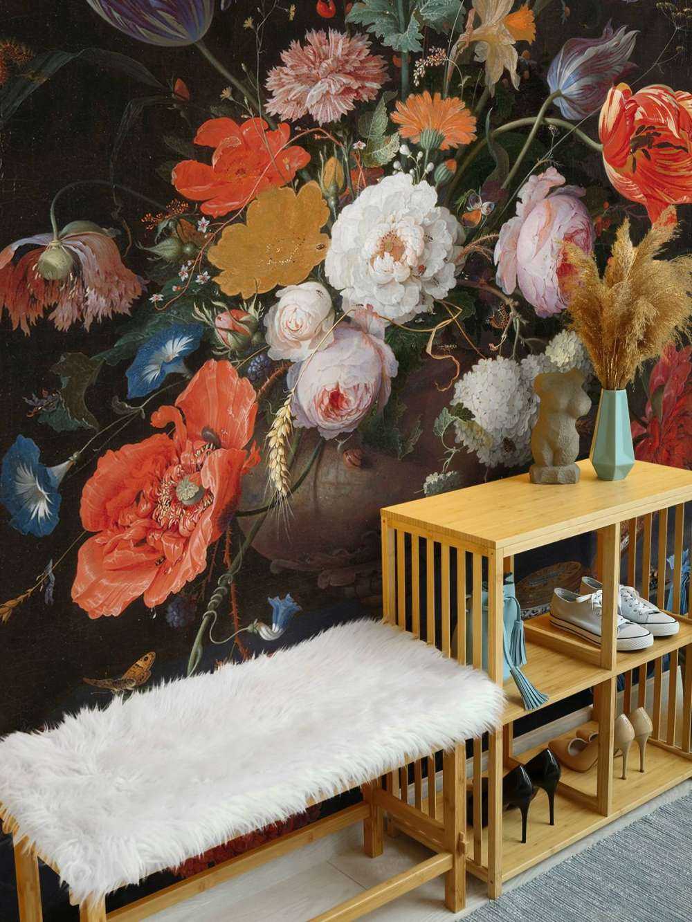 Martwa natura z kwiatami i zegarkiem