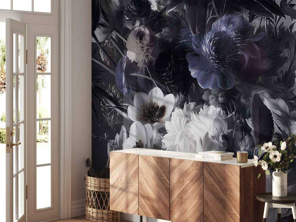 Duży bukiet z anemonami niebieskimi