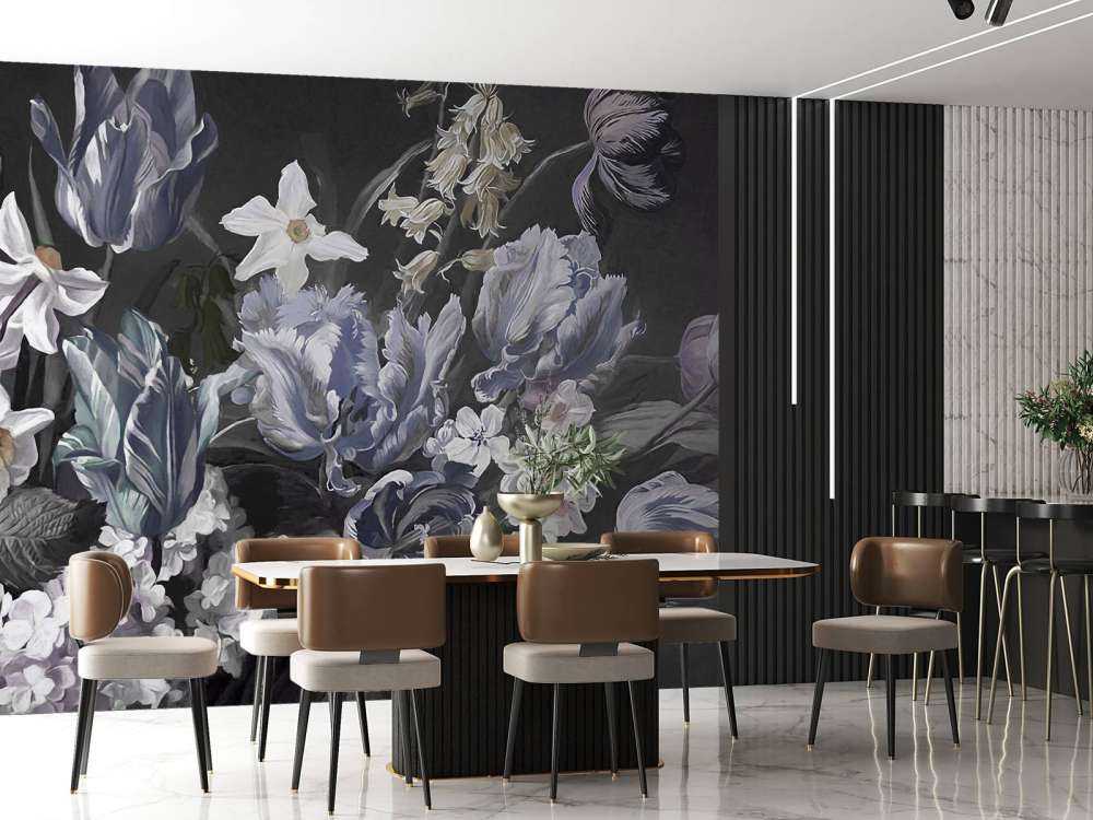 Bukiet z niebieskimi piwoniami