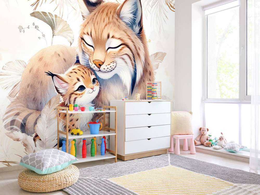 Kochająca ryś z młodym