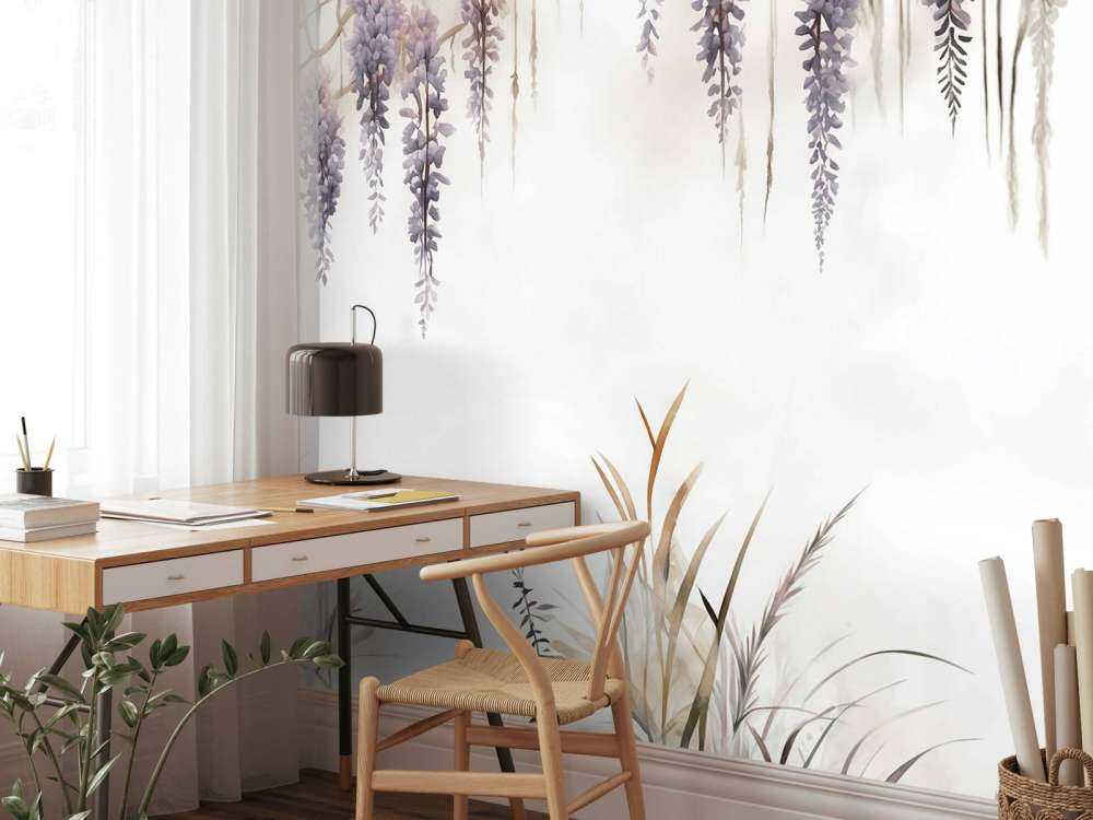 Wisteria i trawy polne beżowe