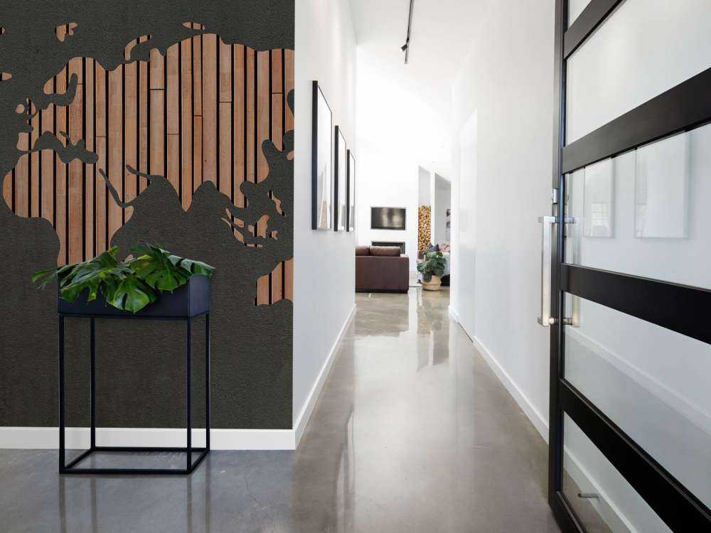 Mapa świata z drewnianymi tablicami