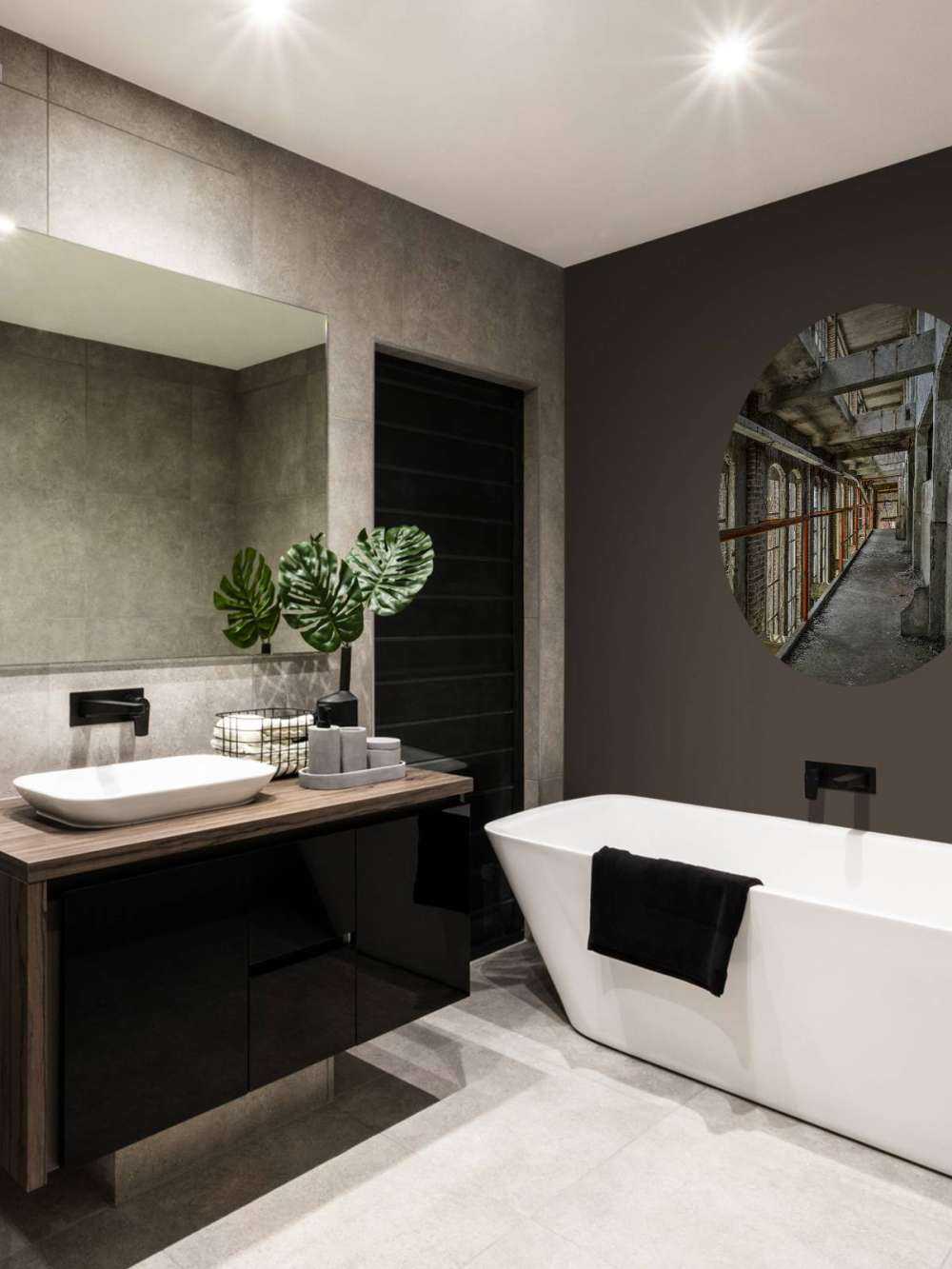 Kładka dla pieszych w opuszczonym budynku