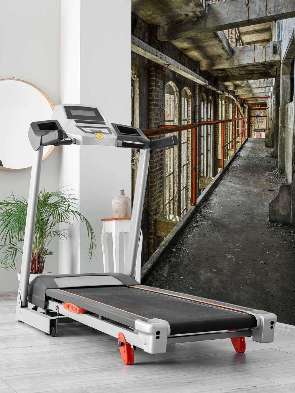 Kładka dla pieszych w opuszczonym budynku