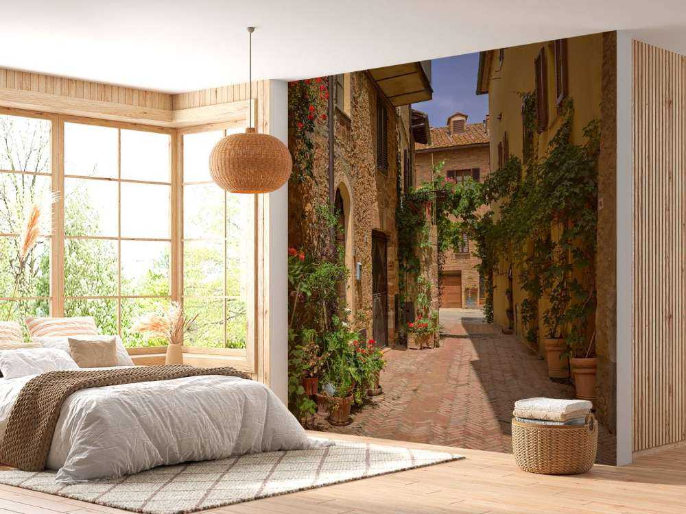 Włoska ulica z roślinami