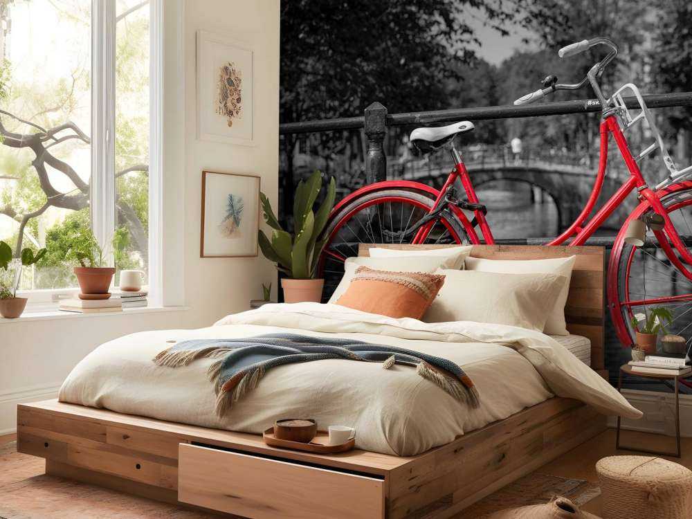 Czerwony rower na moście