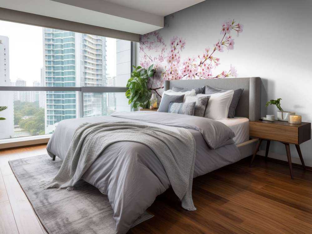 Gałęzie z różowymi kwiatami