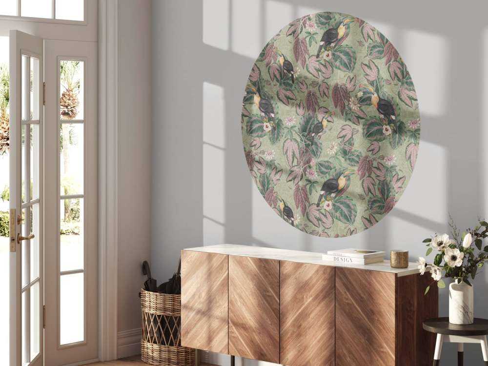 Tropikalne ptaki i tukany z dżungli - szałwiowy zielony