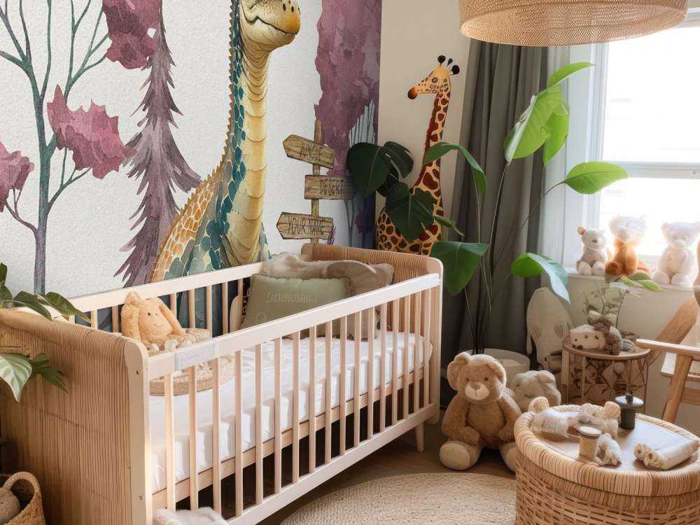 Młody brachiozaur w różowej dżungli