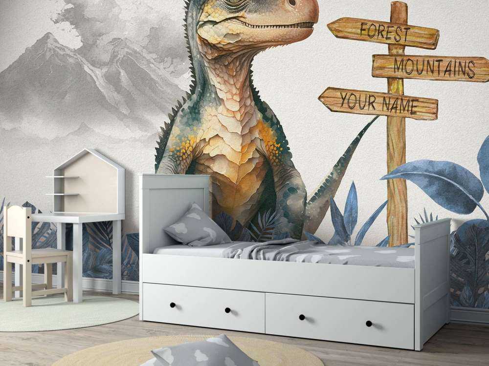 Młody velociraptor w niebieskiej dżungli