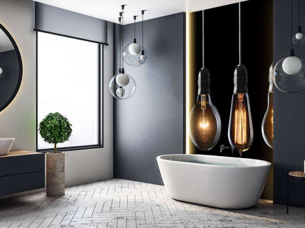 Lampy na czarnym tle