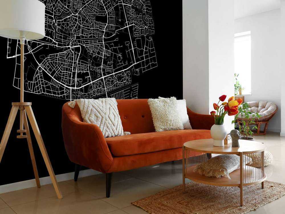 Mapa Leeuwarden, czarna