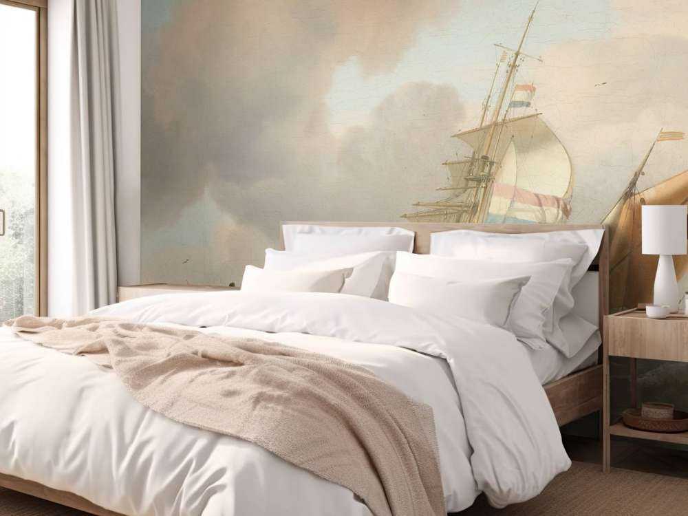 Skaliste morze ze statkami