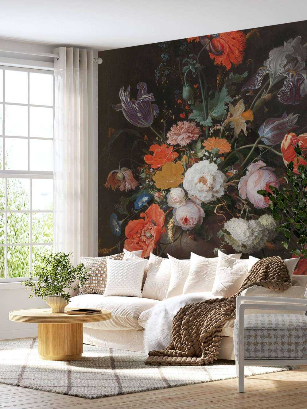 Martwa natura z kwiatami i zegarkiem