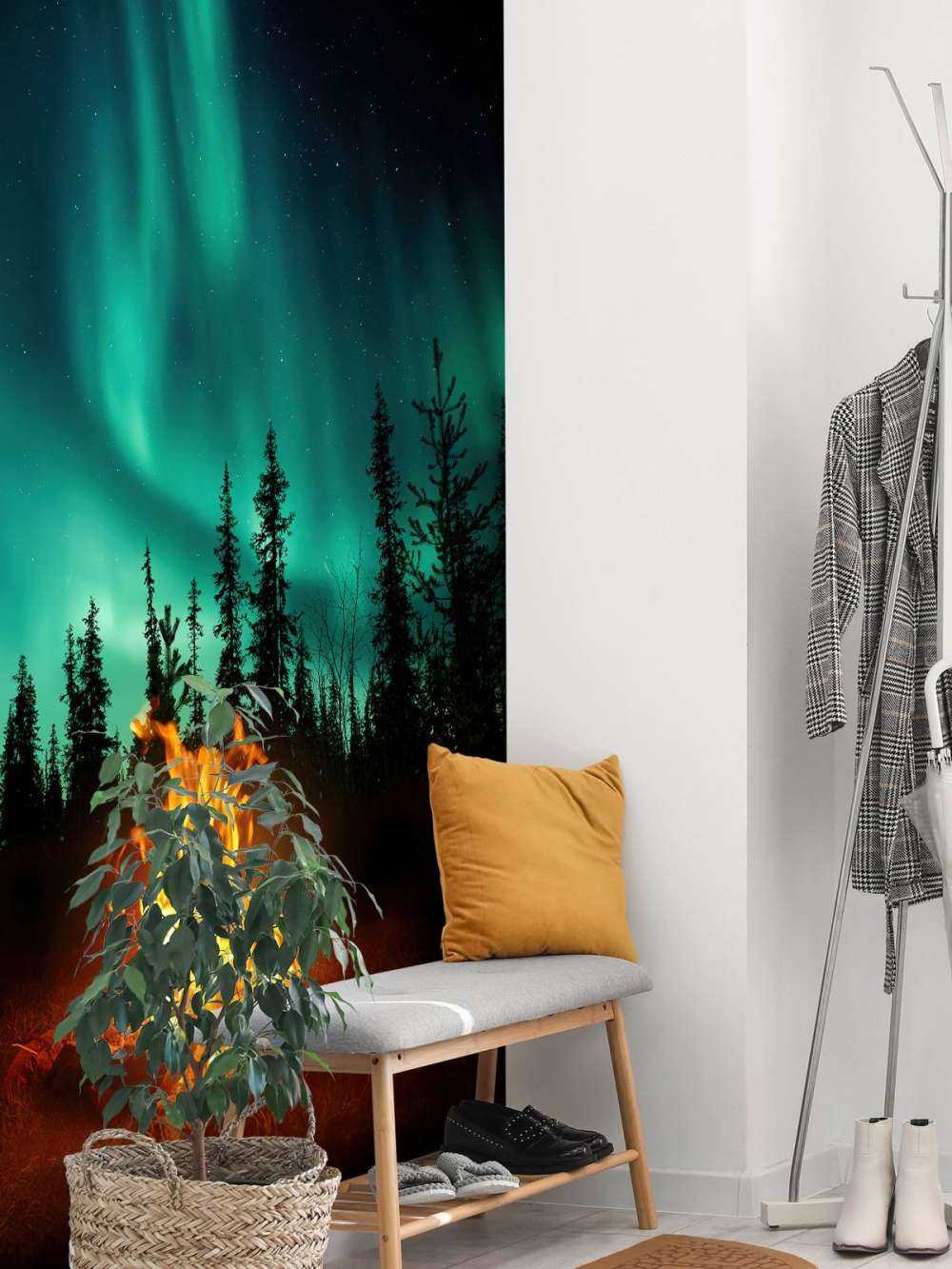 Ognisko pod północnymi światłami