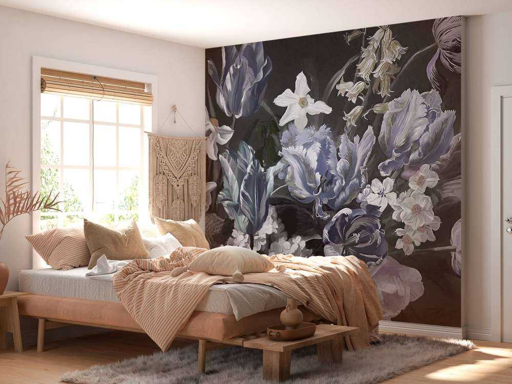 Bukiet z niebieskimi piwoniami