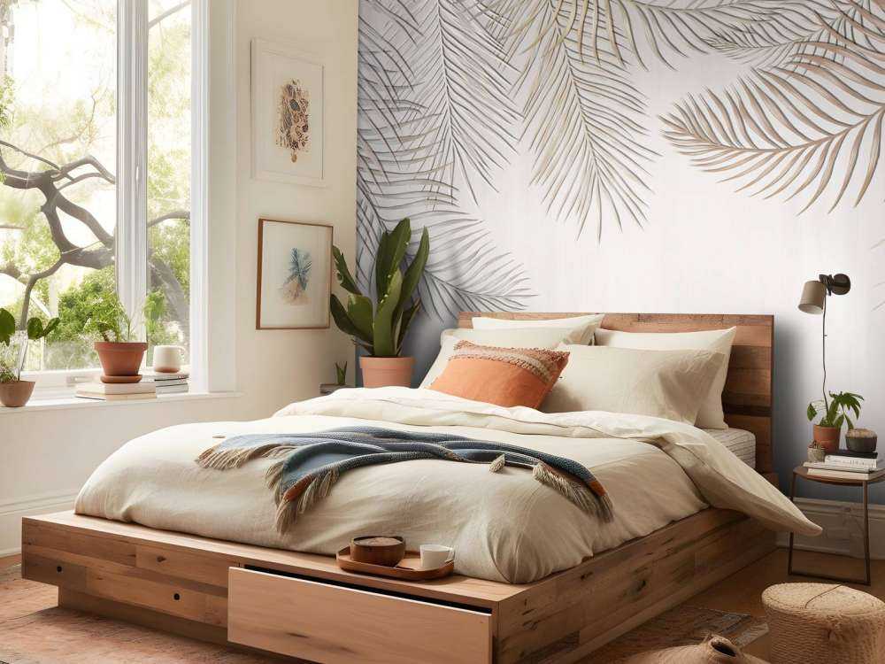 Liście palmy w kolorze beżowym