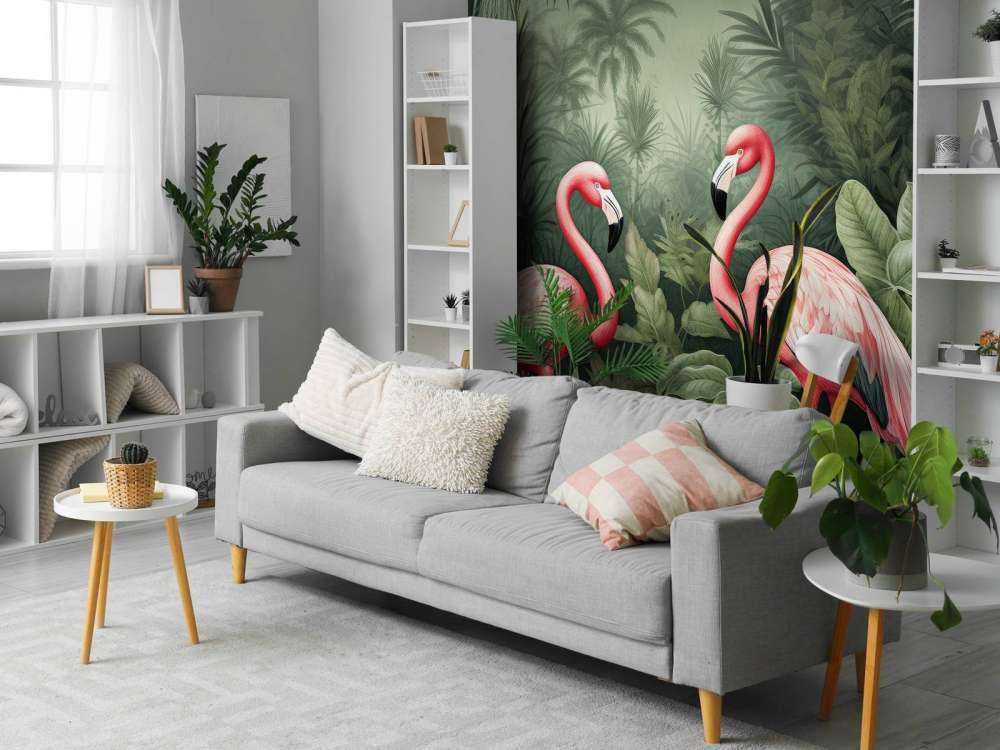 Kwiatowa oaza flamingów